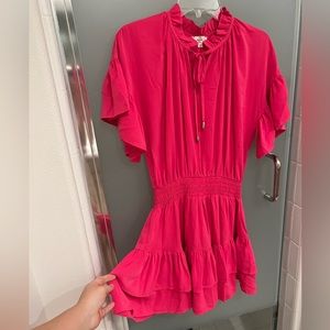 NWT fuchsia pink ruffle sleeve ruffle bow dress